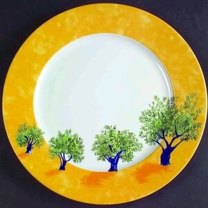 Replacement Guy Degrenne Ouliveiro Yellow and Green Tree Design Dinner Plate L2